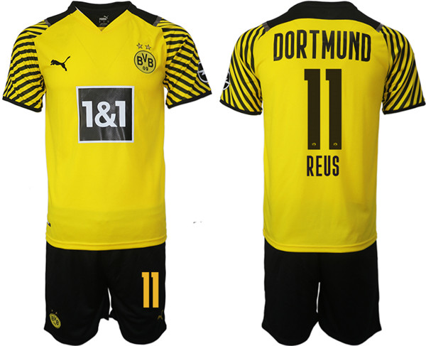 Men's Borussia Dortmund #11 Marco Reus Yellow Home Soccer Jersey with Shorts